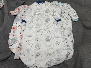 外贸原单秋冬宝宝纯棉加厚恒温夹棉带可脱卸长袖一体睡袋