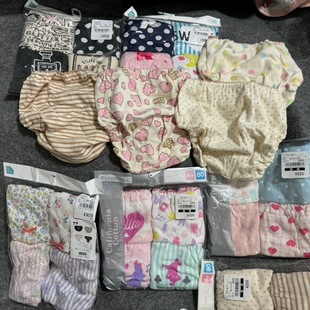 外贸原单4条装日单女童纯棉面包裤内裤三角裤男童三角内裤