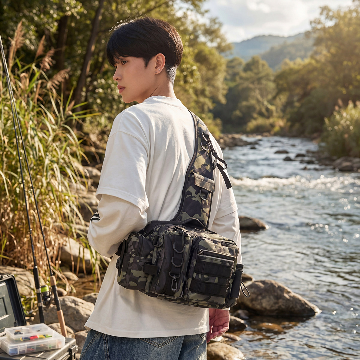 路亚包多功能腰包户外机车胸包男单肩包斜挎包竿包防水装备钓鱼包,运动包/户外包/配件,腰包,淘宝优惠券,粉丝福利购,淘宝优惠卷