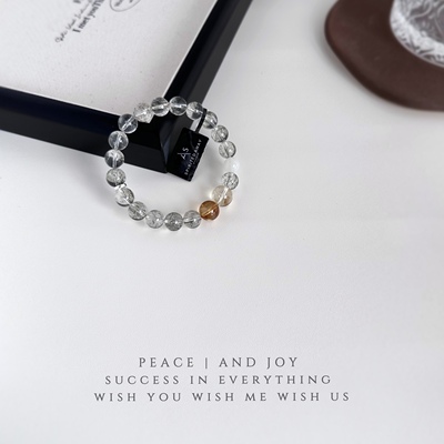 【SA】新中式简洁天然绿发晶透体水晶手串男女同款设计款玉石手链