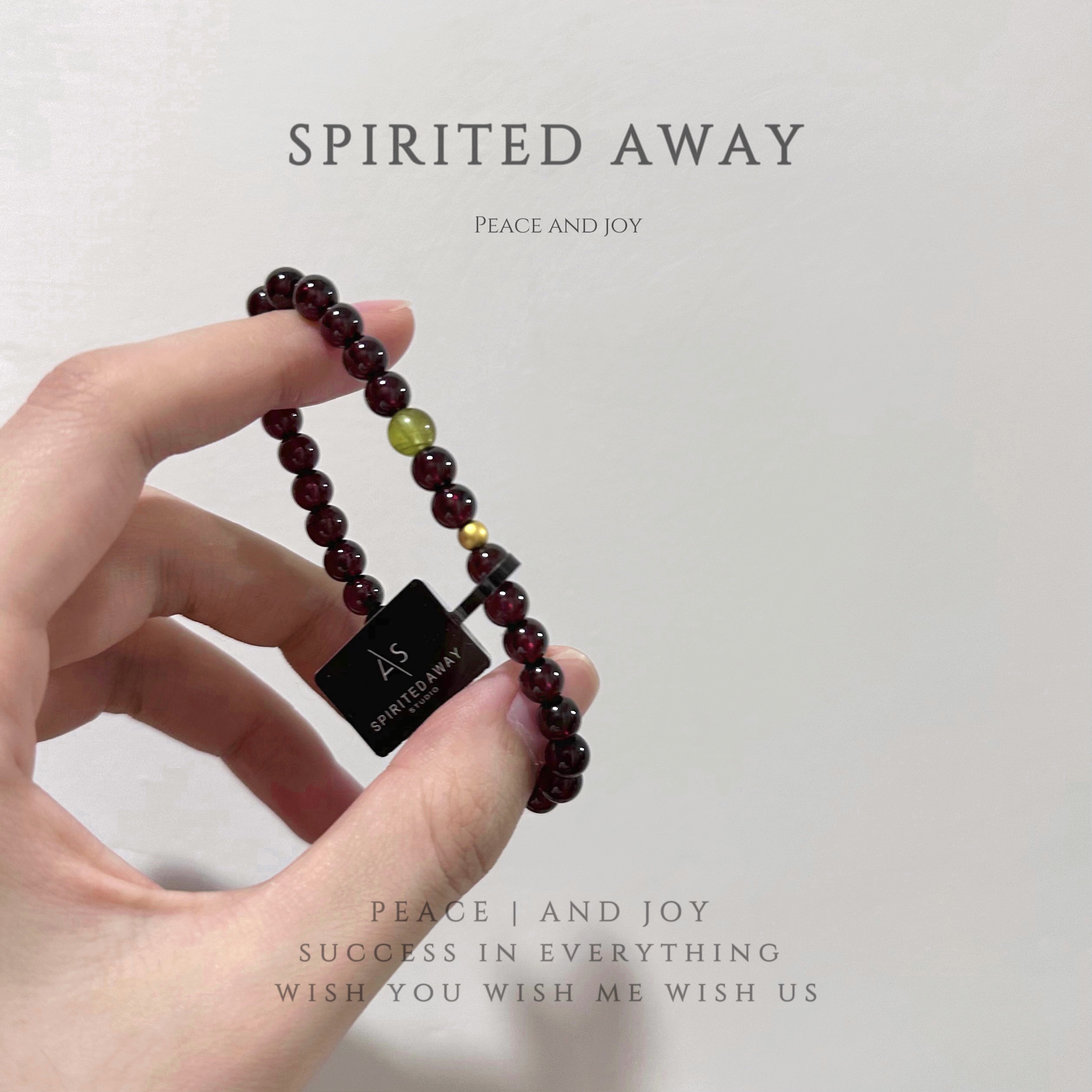 【SA】新中式天然水晶红色石榴石手串单圈设计款玉石手链男女同款