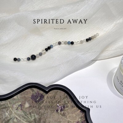 【SA】天然黑曜石蓝色多宝水晶手串 设计款玉石手链男女同款