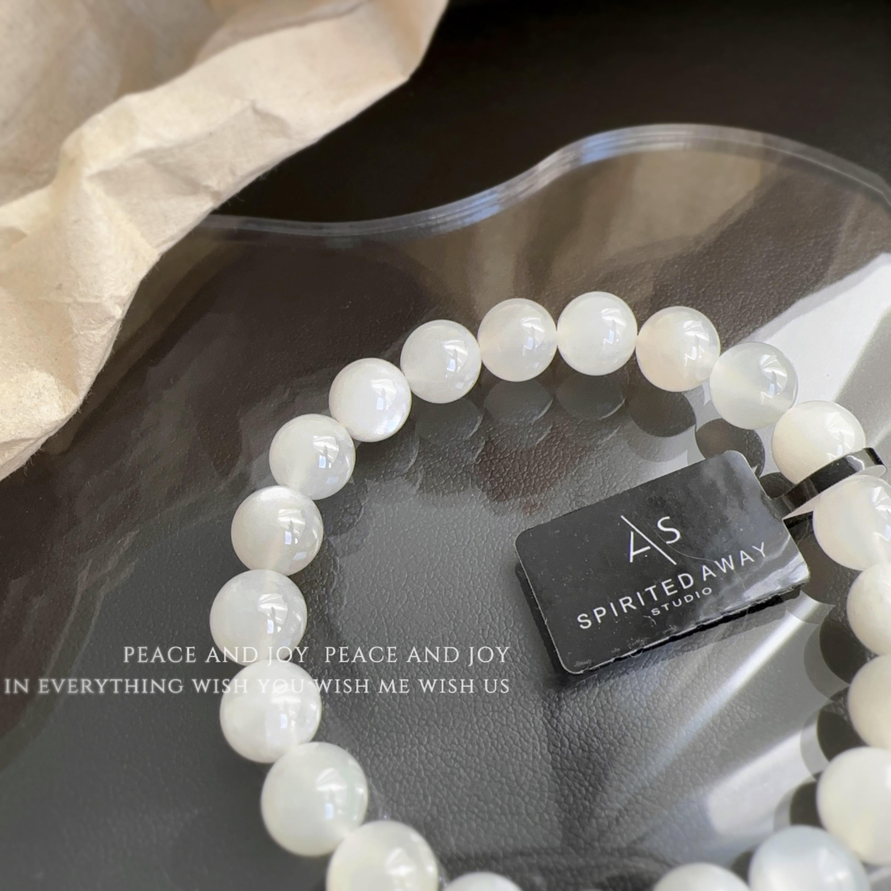 【SA】天然水晶斯里兰卡白月光 单圈男女同款手串 设计款玉石手链