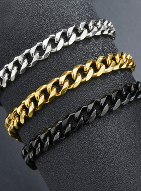 Fashion Stainless Steel Men Curb Cuban Chain Bracelet Women