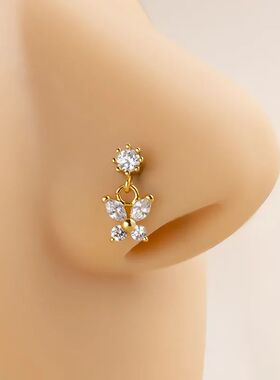 1Pcs Stainless Steel Piercing Nose Studs Crystal Zircon