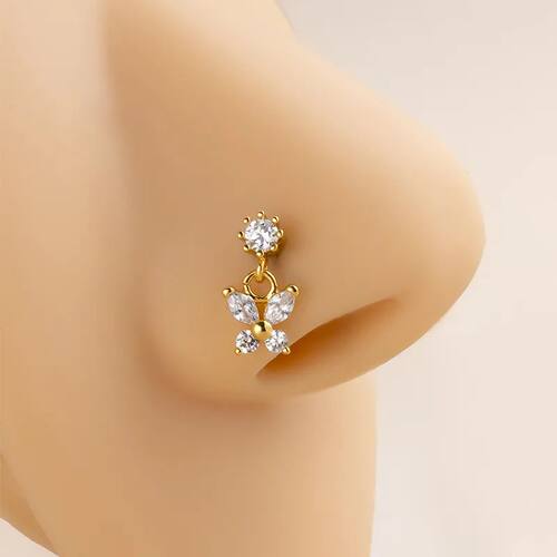 1Pcs Stainless Steel Piercing Nose Studs Crystal Zircon
