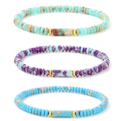 Natural Stone Picasso Gem Beaded Bracelets for Women Men