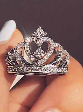 2022 New Fashion Crown Shape Rhinestone Crystal Rings for