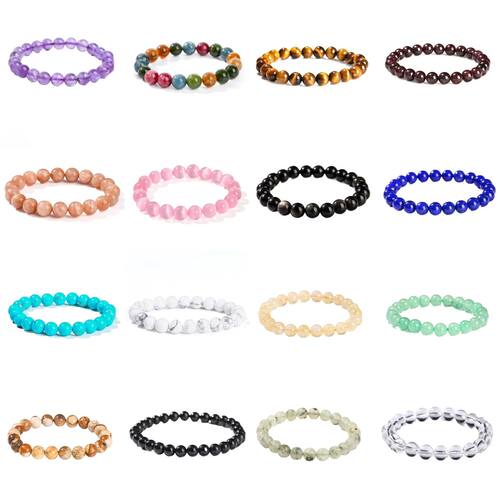 Natural Stone Handmade Bracelets Tiger's Eye Amethyst Hair