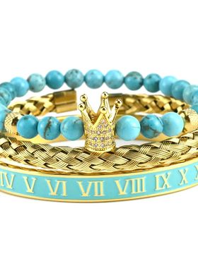 Luxury Set Retro Men&Women Crown Skull Handmade Bracelets