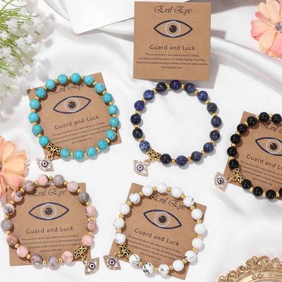 Classic Natural Stone Beaded Bracelets For Women Men Lucky