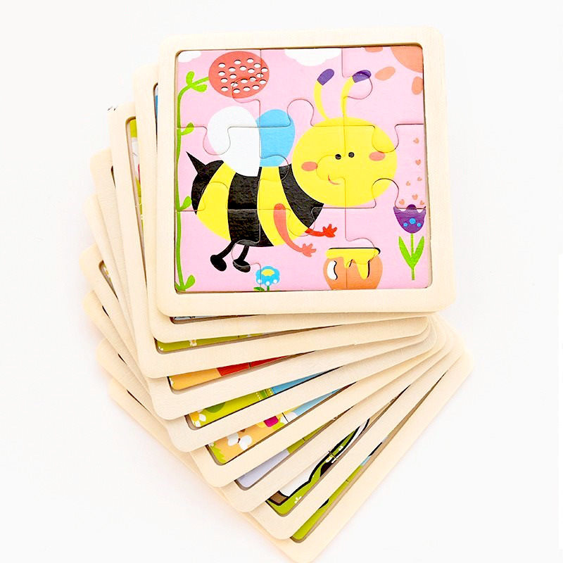 vokmascot 9pcs mini size kids toys wooden 3d jigsaw puzzle