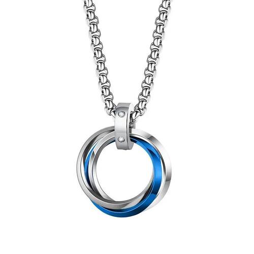 1Pcs Necklace For Men Hip-hop Three-ring Titanium Steel