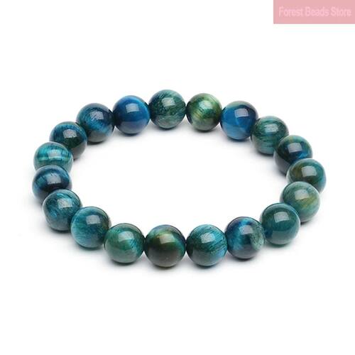 Peacock Blue Tiger Eye Streche Bracelet Homme Quartz Lava