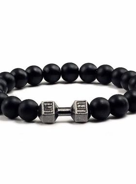 High Quality Men Beaded Bracelet Natural Black Lava Stone
