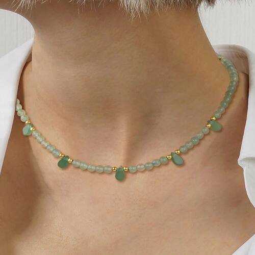 4mm Green Aventurine Beads Necklace Natural Stone Water