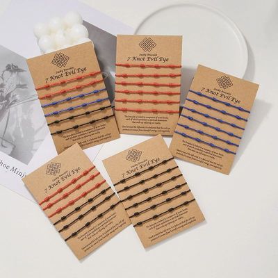 6Pcs/Set Handmade Bracelets For Women Men 7 Knot Red String