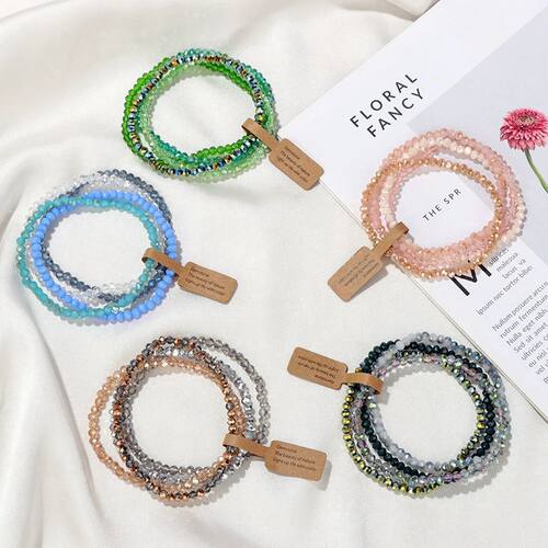4Pcs Shining Crystal Bracelets For Women Men Colorful