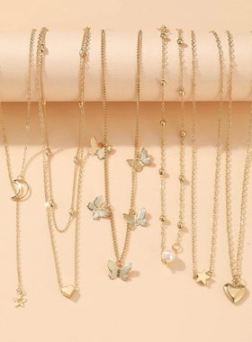 6pcs Necklace European And American Simple Temperament