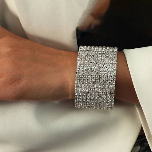 Crystal Rhinestone Elastic Charm Bracelets Gold Silver