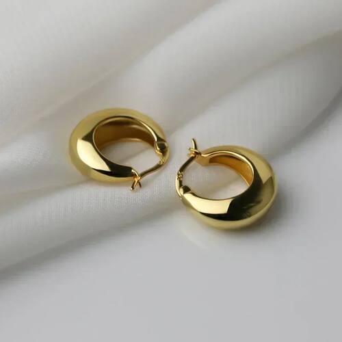 Silver Color Chunky Hoop Earrings for Women Girl Smooth