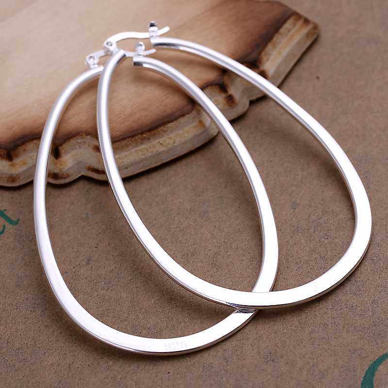 Silver Plated Earrings Ornaments For Women Flat U Hoop