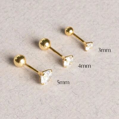 3/4/5mm Hypoallergenic CZ Stainless Steel Earrings Surgical