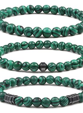 6mm Malachite Stone Bracelet Classic Natural Bead Men Bracel