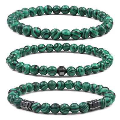 6mm Malachite Stone Bracelet Classic Natural Bead Men Bracel