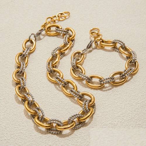 Chunky Two Tone Gold Silver Chain Necklace For Women Men