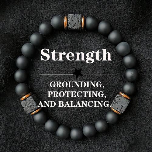 Creative square Volcanic stone Round men's bracelets autum