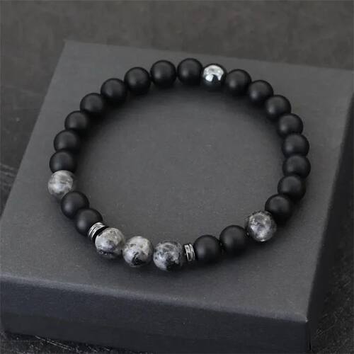 Handmade Mens Bracelet 8mm Onyx Tiger Eyes Stone Beaded