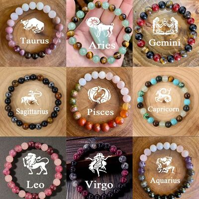 12 Zodiac Constellation lover Beaded Bracelet Taurus Gemini