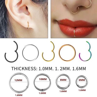 1PC Stainless Steel Nose Hoop Septum Piercing Clicker
