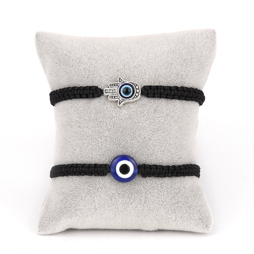 2PCS Blue Evil Eye Couple Bracelet Sets for Woman Men Charm