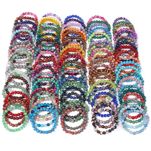Original 8mm Natural Stone Beads Bracelet Crystal Pink