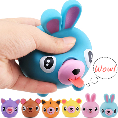 Funny Talking Animal Pinch Press Ball Tongue Out Stress