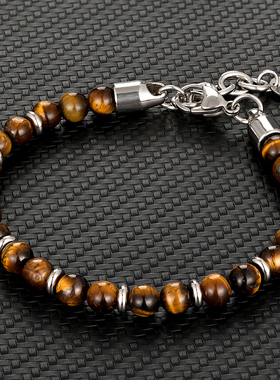 6mm Tiger Eye Beads Strand Bracelets Men Women Charm