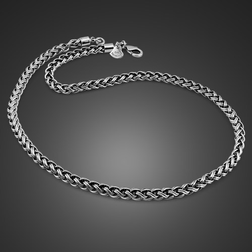 Vintage  Fashion 100% 925 Sterling Silver Necklace  3.5mm