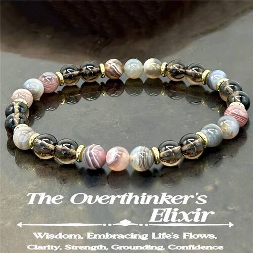 1pc/Overthinker bracelet made of Botswana agate and smoky