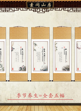 季节养生中医馆调理背景墙装饰画