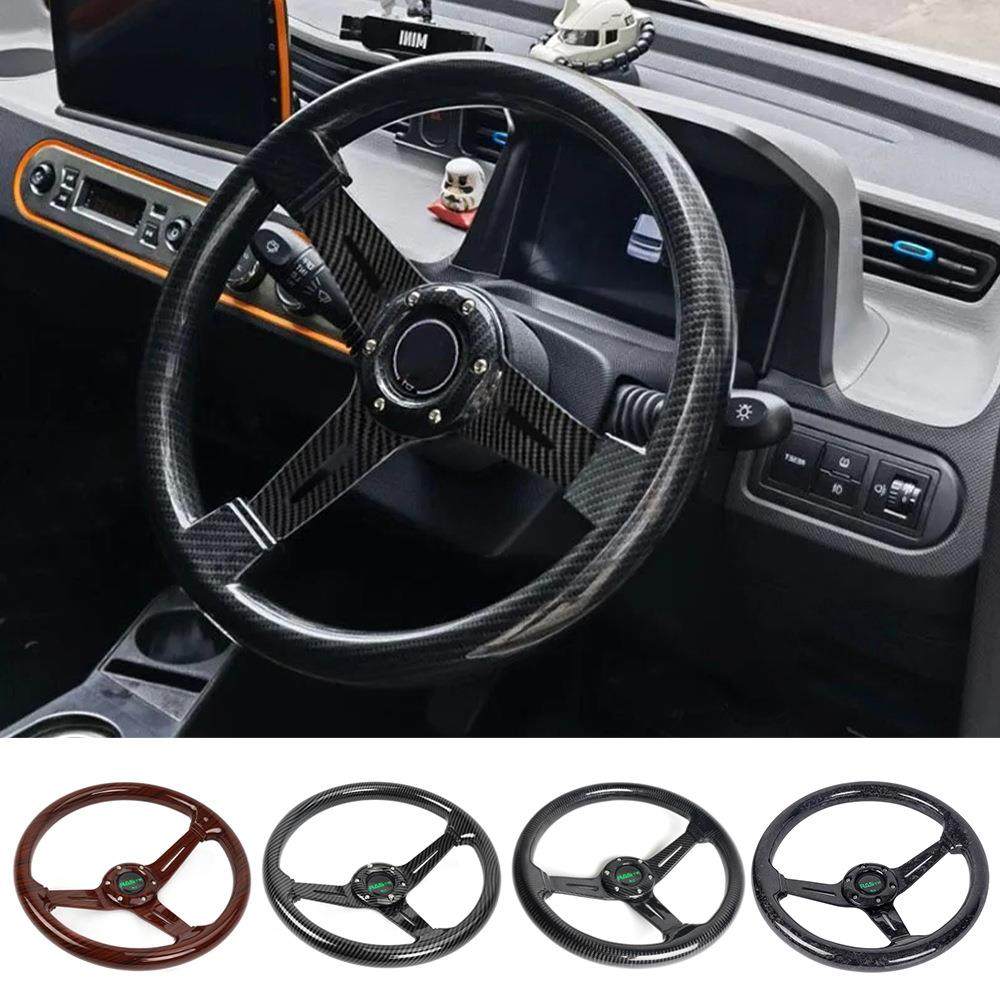 BE跨境汽车14英寸碳纤维转向盘345mm赛车竞技改装方向盘aZ