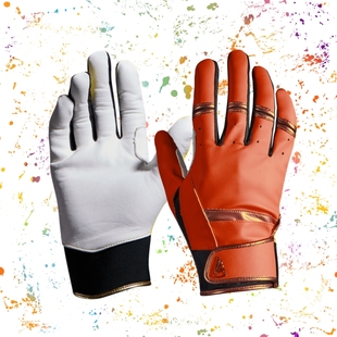 翅膀2026款打击手套棒球垒球羊皮训练加厚高寿命可印号码橘红色