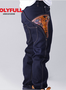 25新款潮牌原创18oz重磅双染赤耳盔甲1代原牛皮雕工艺工装牛仔裤