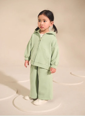 英国Next童装25新女童女宝宝纯色连帽拉链开衫运动卫衣儿童外套