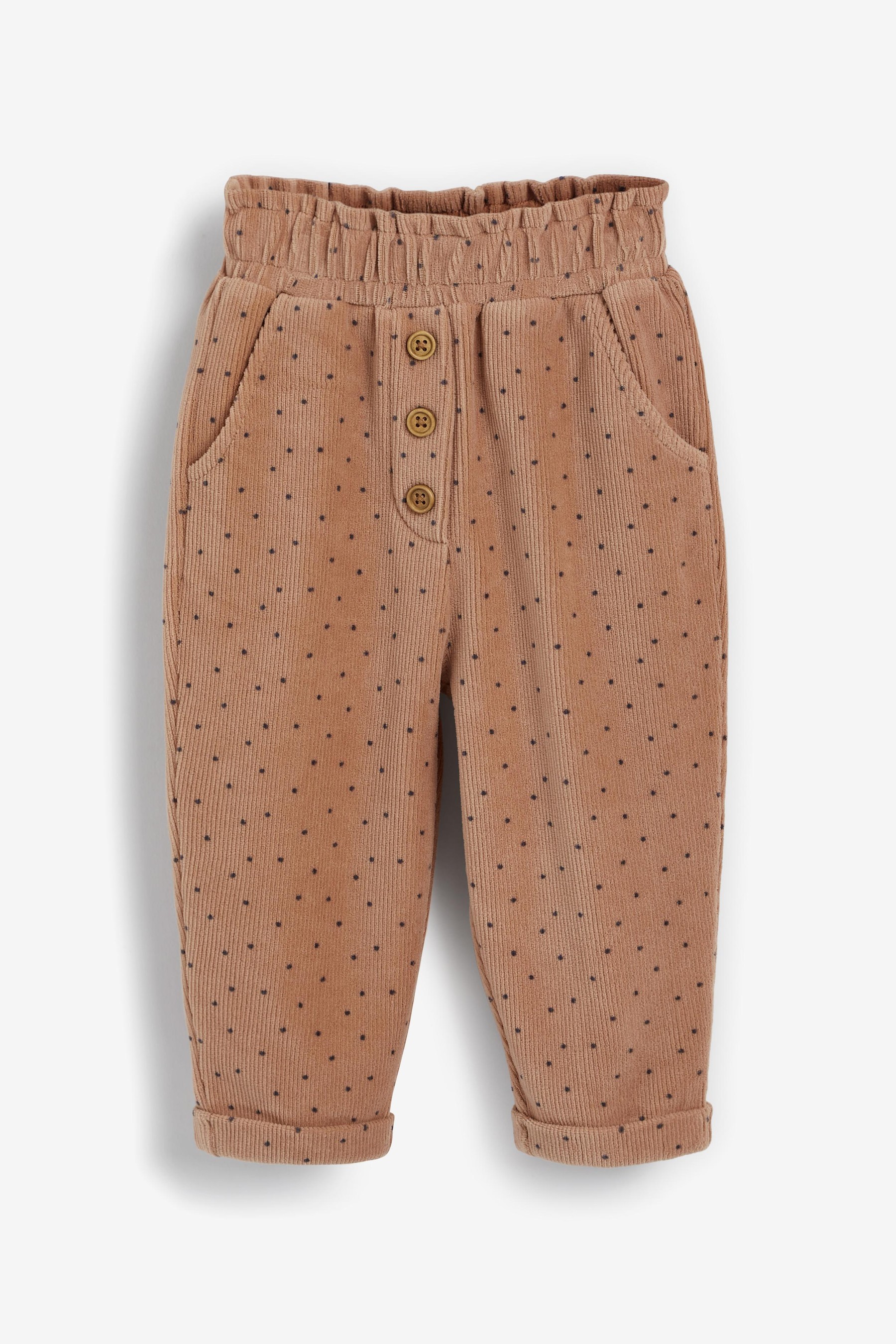 现货英国NEXT童装女童女宝宝咖啡色灯芯绒休闲长裤子灯笼裤秋冬款