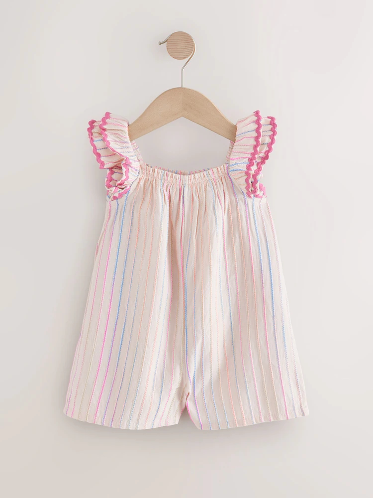 现货英国Next童装25女童女宝宝格子吊带背心连体衣连身短裤连身衣