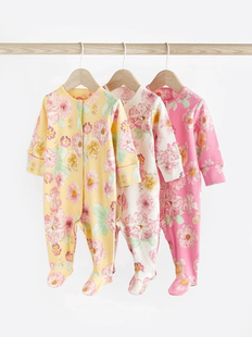 现货进口英国NEXT童装婴儿碎花长袖连体衣宝宝衣服纯棉连身衣爬服