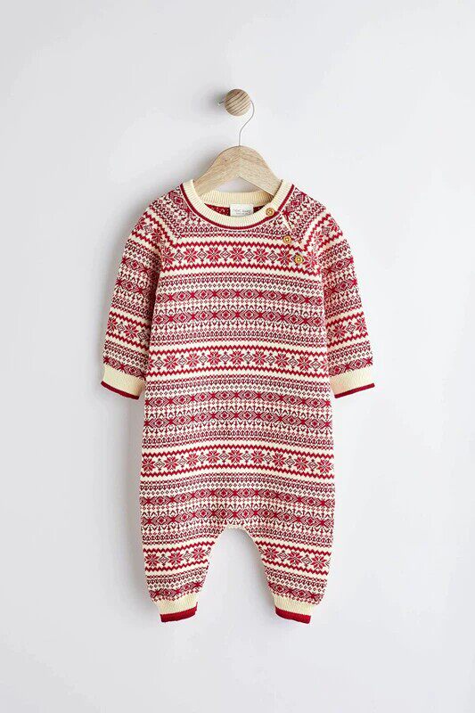 现货英国NEXT童装正品秋冬男宝宝婴儿纯棉针织连体衣连身裤爬服