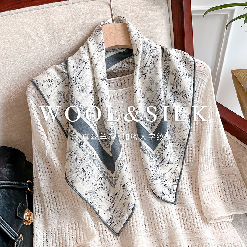 真丝羊毛小方巾围巾女领巾丝巾